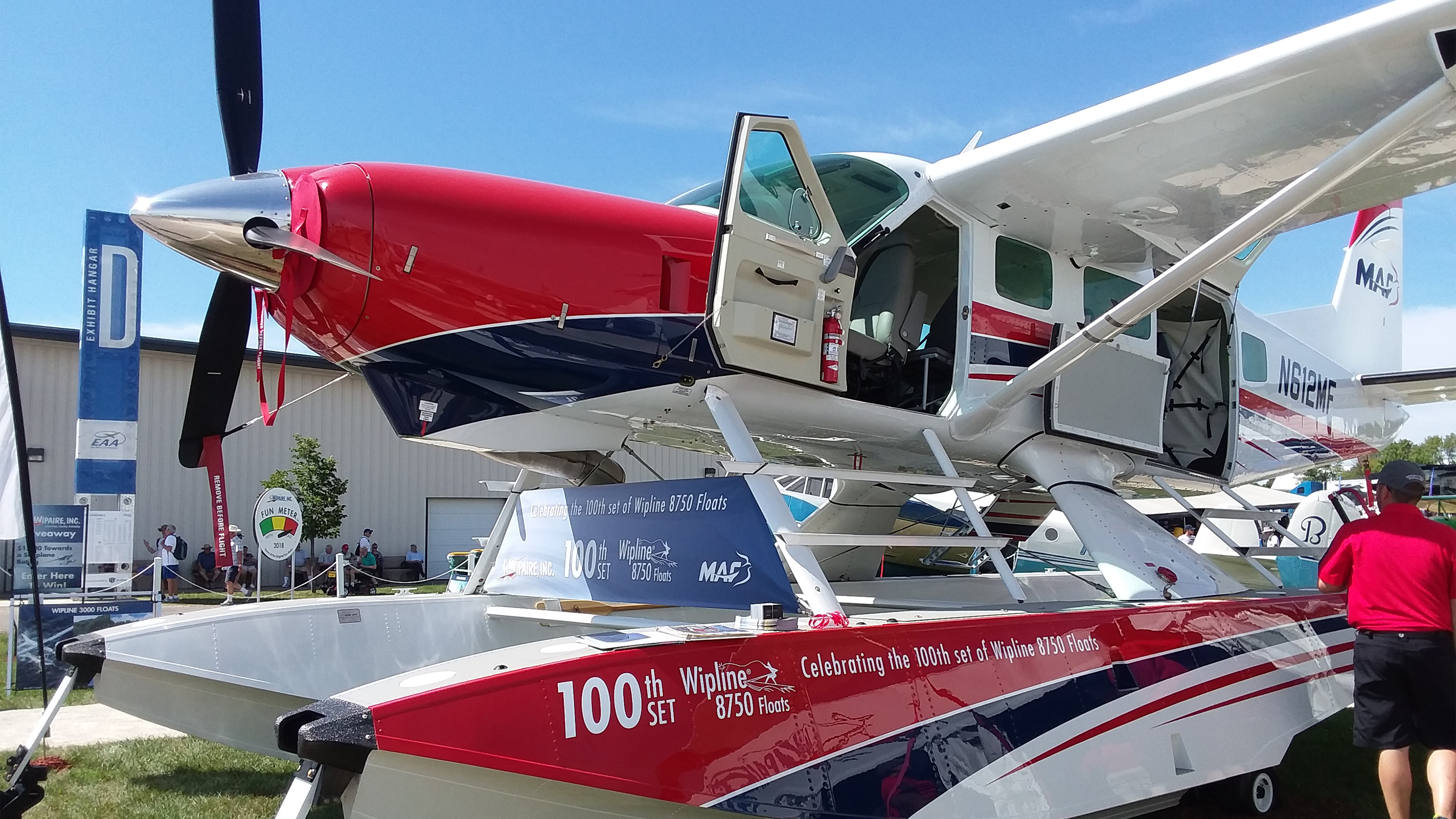 A brand-new Cessna Caravan with Wipline 8750 amphibious floats will soon head to Indonesia to be put in service with Mission Aviation Fellowship. Photo by Alyssa Cobb.
